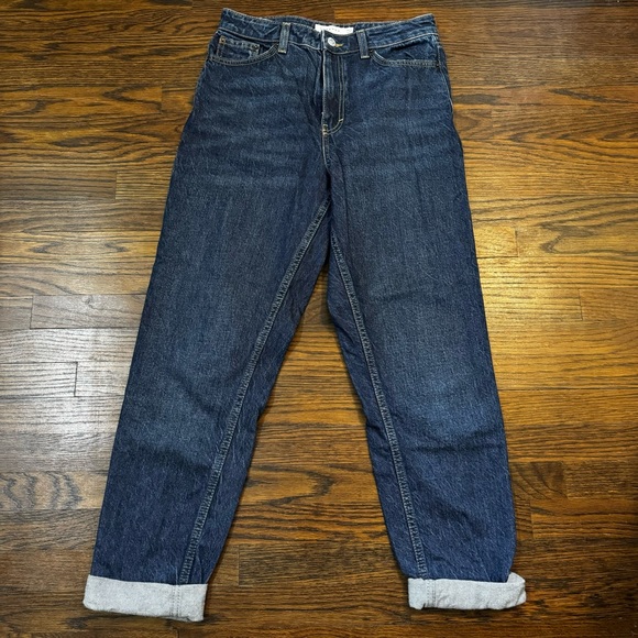 Topshop Mom Jeans Dark Wash High Waisted - Picture 1 of 3
